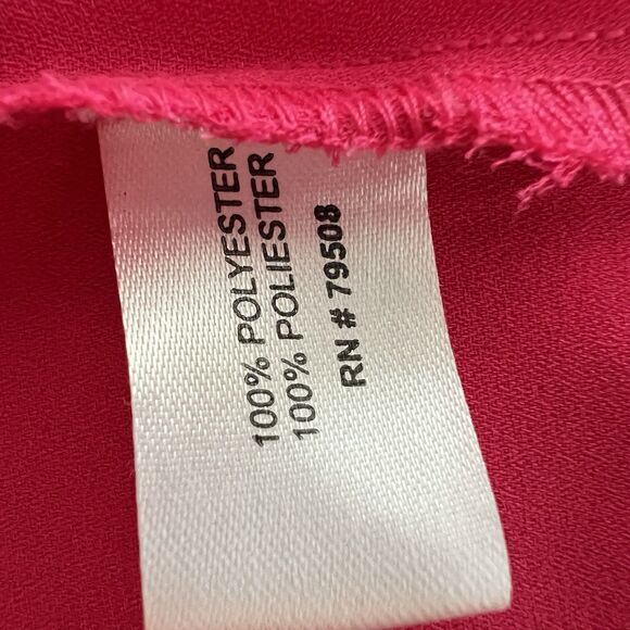 Jones & Co New York Hot Pink Chiffon *Barbiecore* Lightweight Flowy Blouse Large - Picture 7 of 8